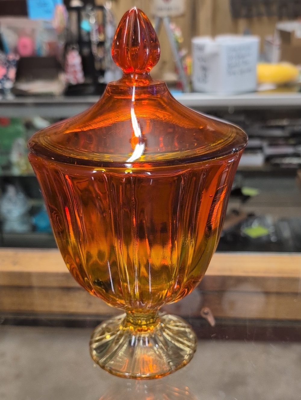 Vintage Persimmon/Amberina Compote